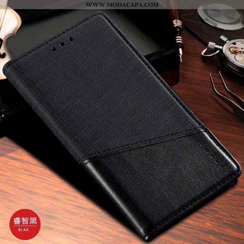 Capas Xiaomi Mi Note 10 Couro Cover Telinha Telemóvel Preto Cases Baratas