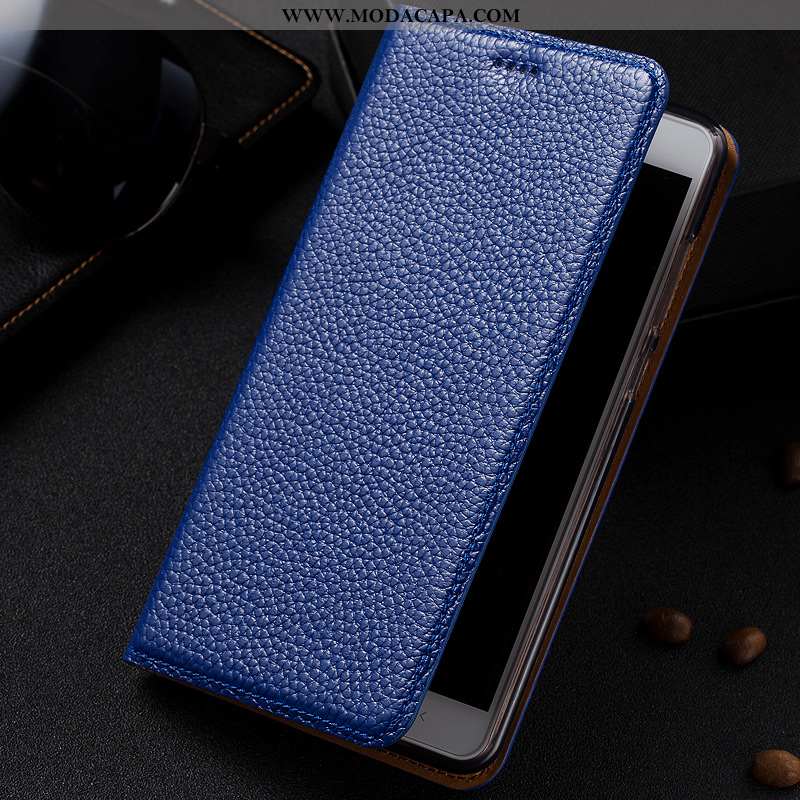 Capas Xiaomi Redmi 6 Protetoras Telemóvel Couro Legitimo Azul Escuro Pequena Couro Promoção