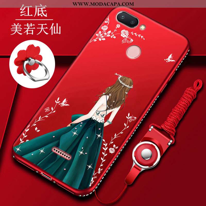 Capas Xiaomi Redmi 6 Super Telinha Cases Antiqueda Vermelho Cordao Criativas Promoção