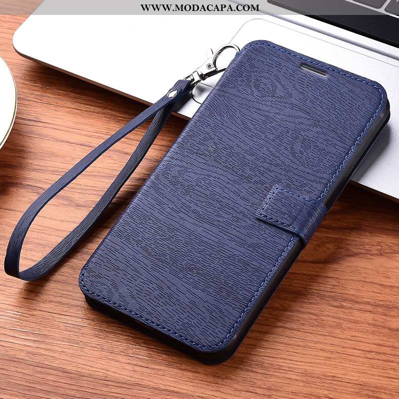 Capas Xiaomi Redmi 6 Protetoras Couro Azul Escuro Fio Carteira Cases Online