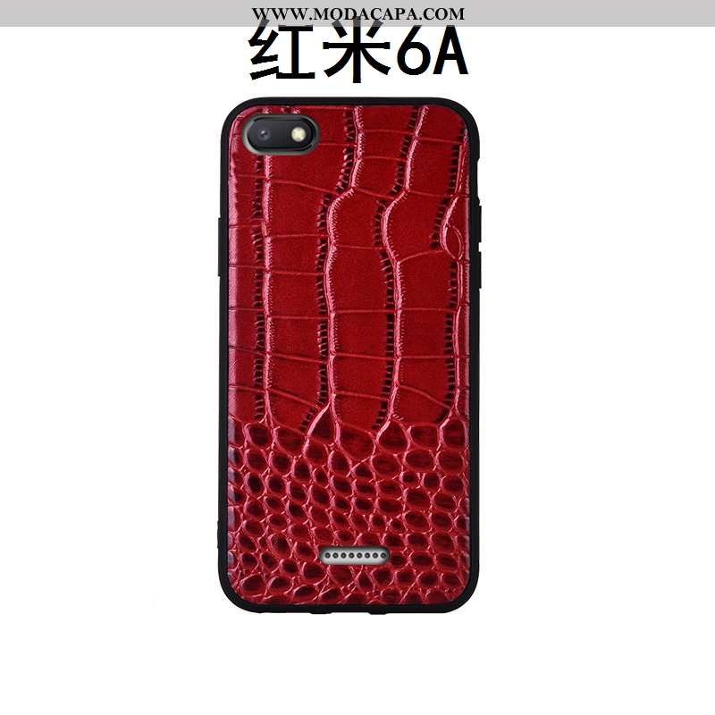 Capa Xiaomi Redmi 6a Soft Vermelho Couro Genuíno Antiqueda Couro Cases Nova Barato