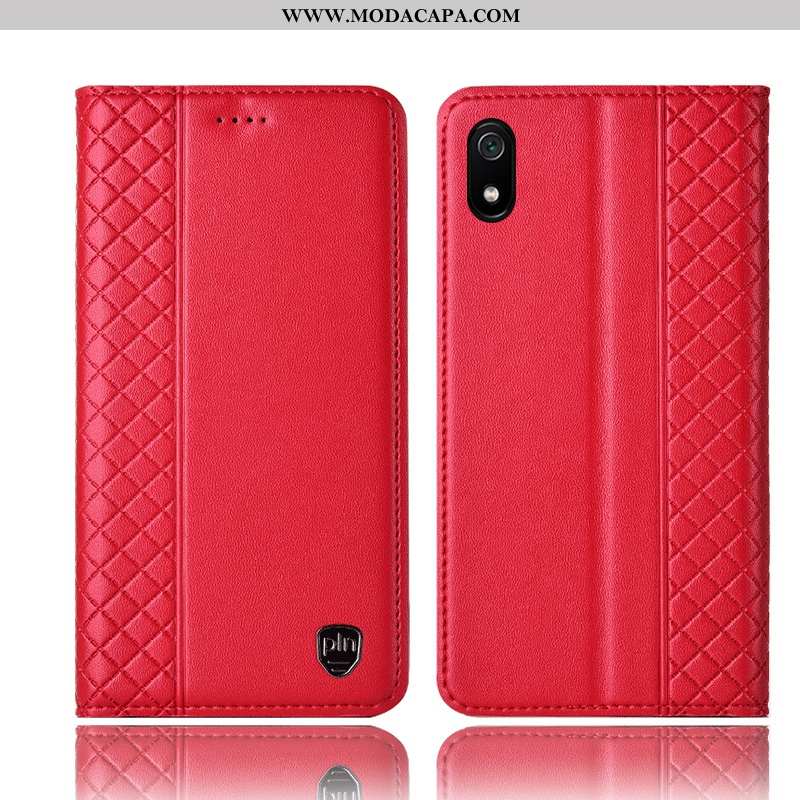 Capas Xiaomi Redmi 7a Couro Legitimo Telemóvel Protetoras Antiqueda Vermelho Cover Online