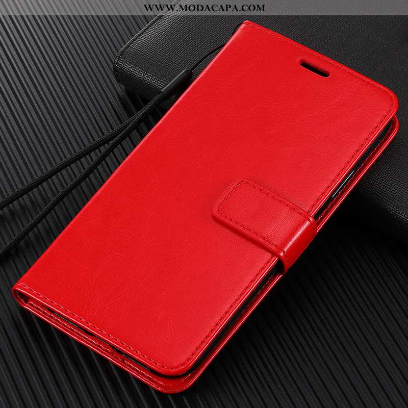 Capa Xiaomi Redmi 8 Couro Vermelho Telinha Aço Cover Polegadas Silicone Baratos