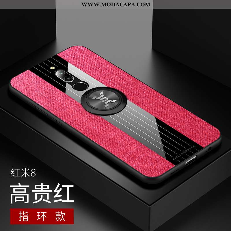 Capas Xiaomi Redmi 8 Tendencia Completa Suporte Tecido Silicone Vermelho Antiqueda Baratas