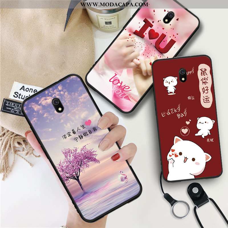 Capas Xiaomi Redmi 8a Desenho Animado Malha Vermelho Silicone Fosco Soft Baratos