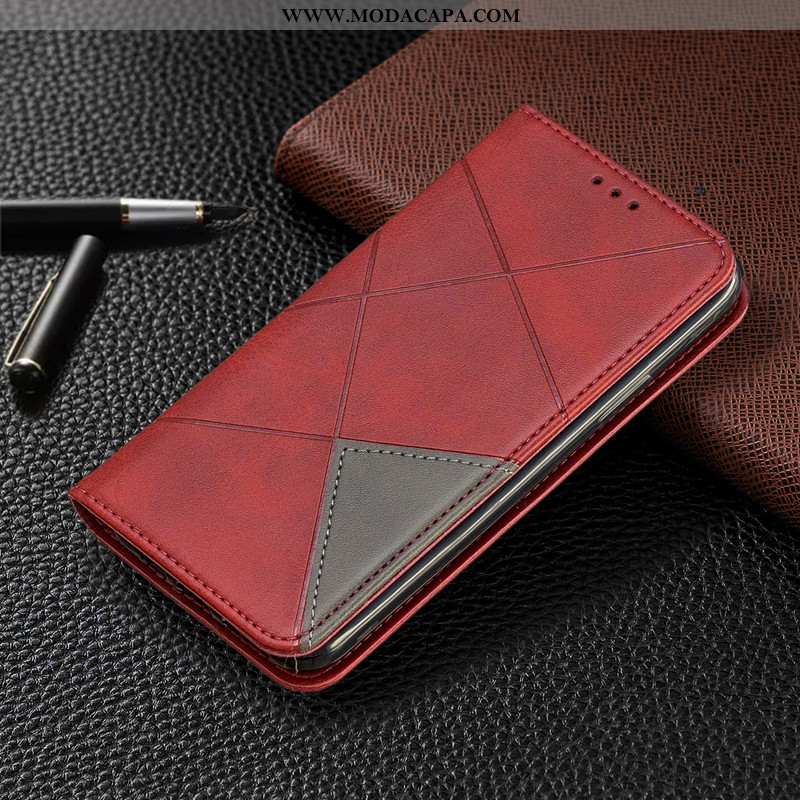 Capas Xiaomi Redmi 8a Couro Pequena Vermelho Carteira Completa Protetoras Telemóvel Baratas