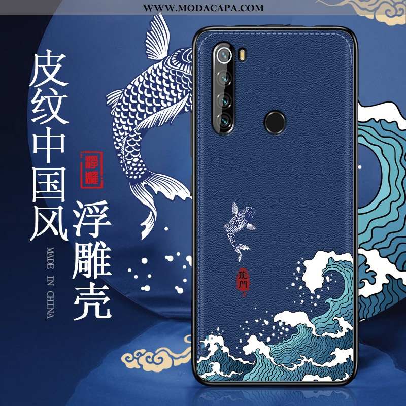 Capa Xiaomi Redmi 8a Couro Soft Pequena Capas Azul Escuro Silicone Mullet Venda