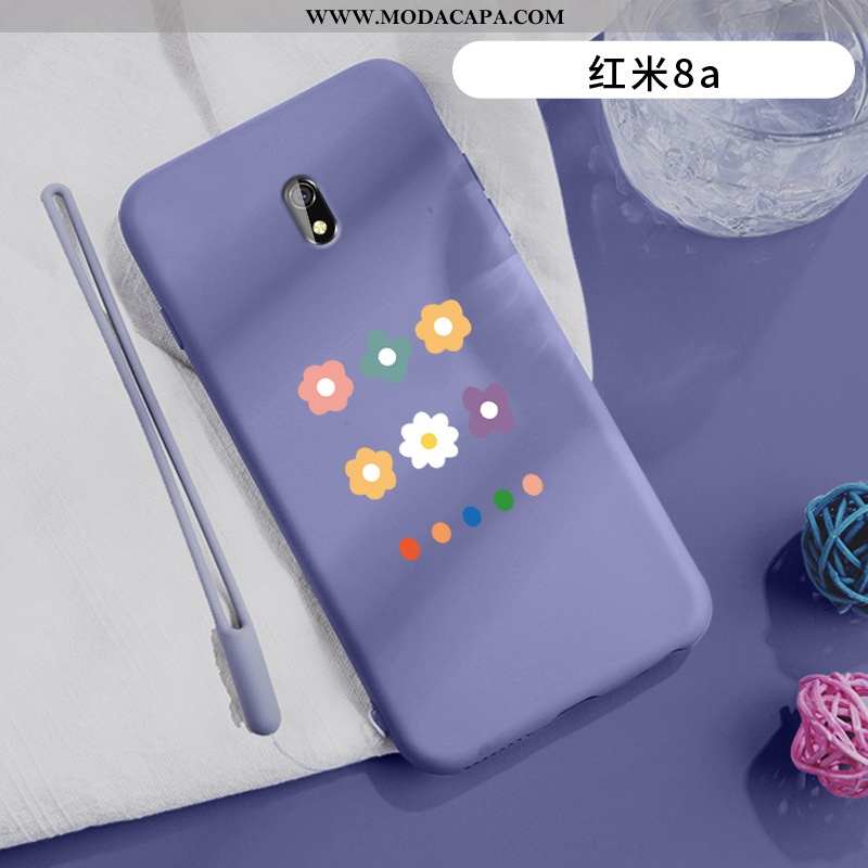 Capa Xiaomi Redmi 8a Super Roxa Florido Redinha Silicone Estiloso Slim Barato