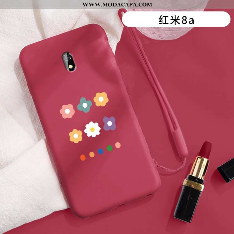 Capa Xiaomi Redmi 8a Super Roxa Florido Redinha Silicone Estiloso Slim Barato