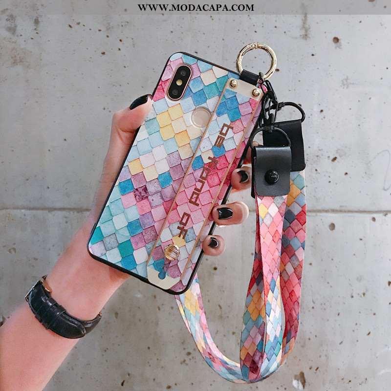 Capa Xiaomi Redmi Note 5 Criativas Antiqueda Telinha Rosa Protetoras Cordao Malha Comprar