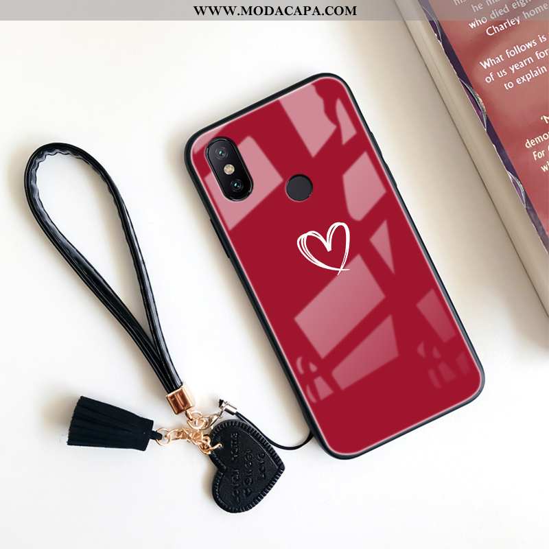 Capas Xiaomi Redmi Note 6 Pro Vidro Casal Pequena Vermelho Soft Silicone Barato