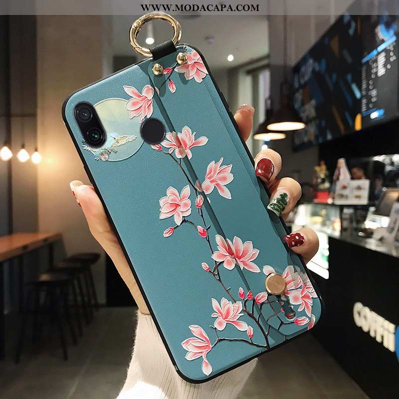 Capas Xiaomi Redmi Note 7 Silicone Wrisband Vermelho Protetoras Cases Florais Midi Barato