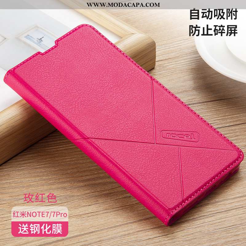 Capas Xiaomi Redmi Note 7 Couro Personalizado Vermelho Completa Protetoras Antiqueda Venda