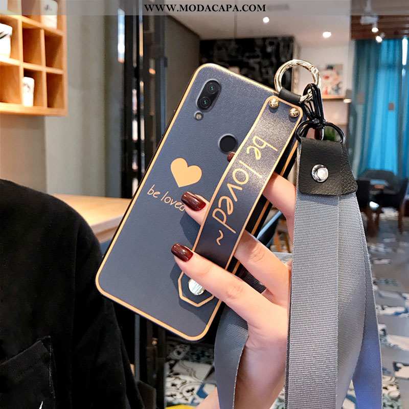 Capas Xiaomi Redmi Note 7 Silicone Cinza Coração Casal Vermelho Protetoras Malha Baratos