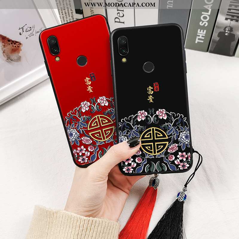 Capa Xiaomi Redmi Note 7 Protetoras Estampada Preto Palace Silicone Soft Vermelho Venda