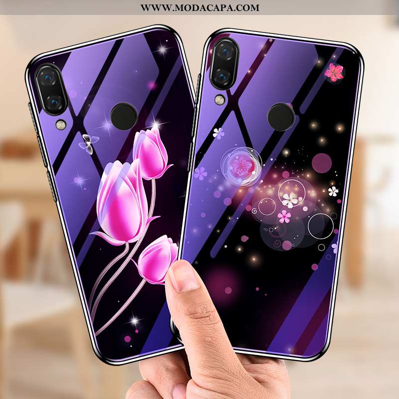 Capas Xiaomi Redmi Note 7 Silicone Resistente Floral Vermelho Telemóvel Vidro Soft Baratos