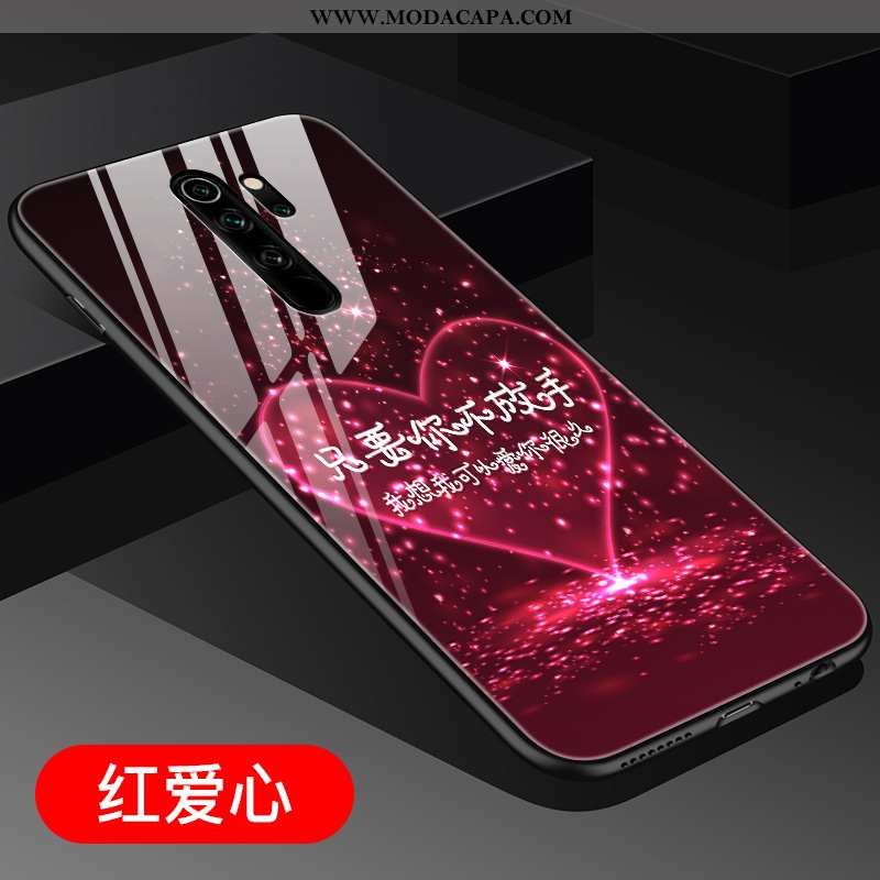 Capas Xiaomi Redmi Note 8 Pro Personalizada Vermelho Telemóvel Protetoras Frente Completa Vidro Comp