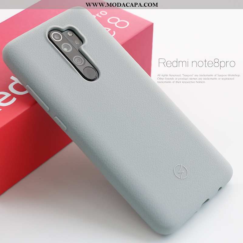 Capa Xiaomi Redmi Note 8 Pro Silicone Cinza Vermelho Telemóvel Acolchoado Tecido Antiqueda Online