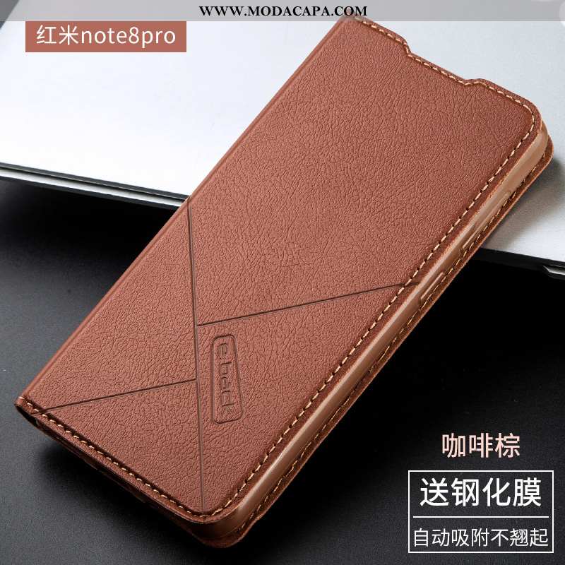 Capa Xiaomi Redmi Note 8 Pro Couro Antiqueda Completa Silicone Cases Vermelho Telemóvel Promoção