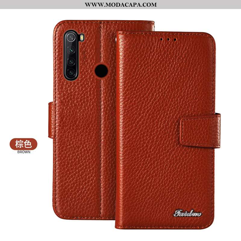 Capas Xiaomi Redmi Note 8t Couro Genuíno Antiqueda Marrom Cases Telinha Completa Vermelho Baratos