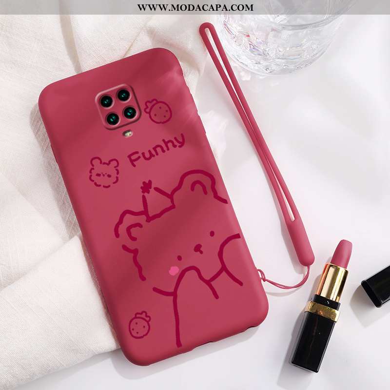 Capa Xiaomi Redmi Note 9 Pro Criativas Vermelho Capas Urso Slim Silicone Personalizada Venda