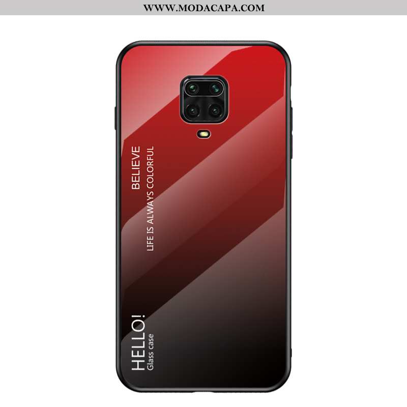 Capas Xiaomi Redmi Note 9 Pro Protetoras Malha Gradiente Vidro Cases Tendencia Vermelho Comprar