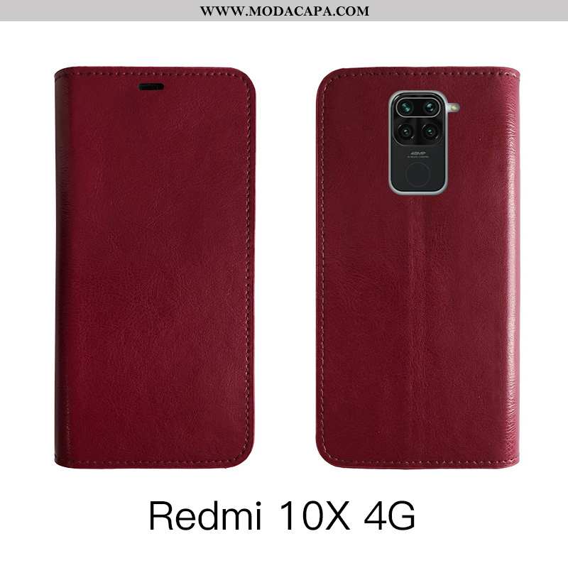 Capa Xiaomi Redmi Note 9 Protetoras Completa Vermelho Marrom Couro Genuíno Cover Cases Comprar