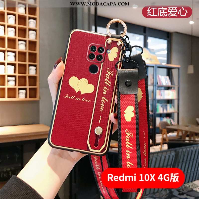 Capa Xiaomi Redmi Note 9 Soft Vermelho Protetoras Completa Wrisband Antiqueda Novas Barato