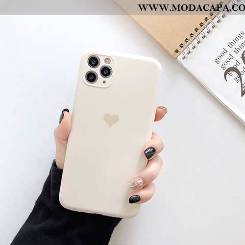 Capa iPhone 11 Pro Max Silicone Slim Coração Novas Branco Criativas Capas Promoção