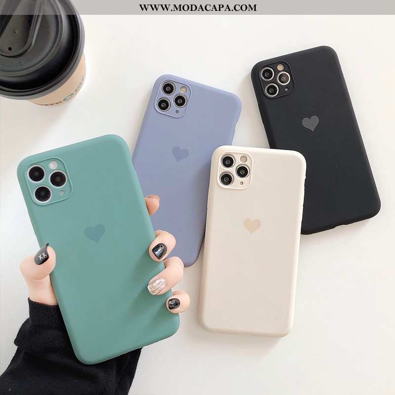 Capa iPhone 11 Pro Max Silicone Slim Coração Novas Branco Criativas Capas Promoção