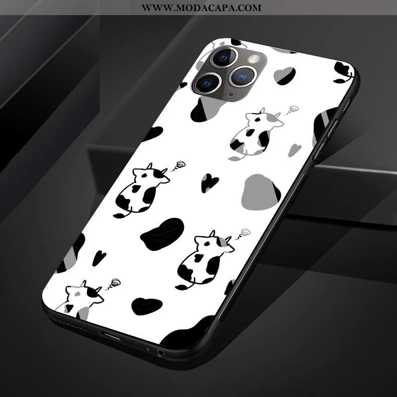Capas iPhone 11 Pro Max Fofas Desenho Animado Silicone Vidro Preto Original Vaca Barato