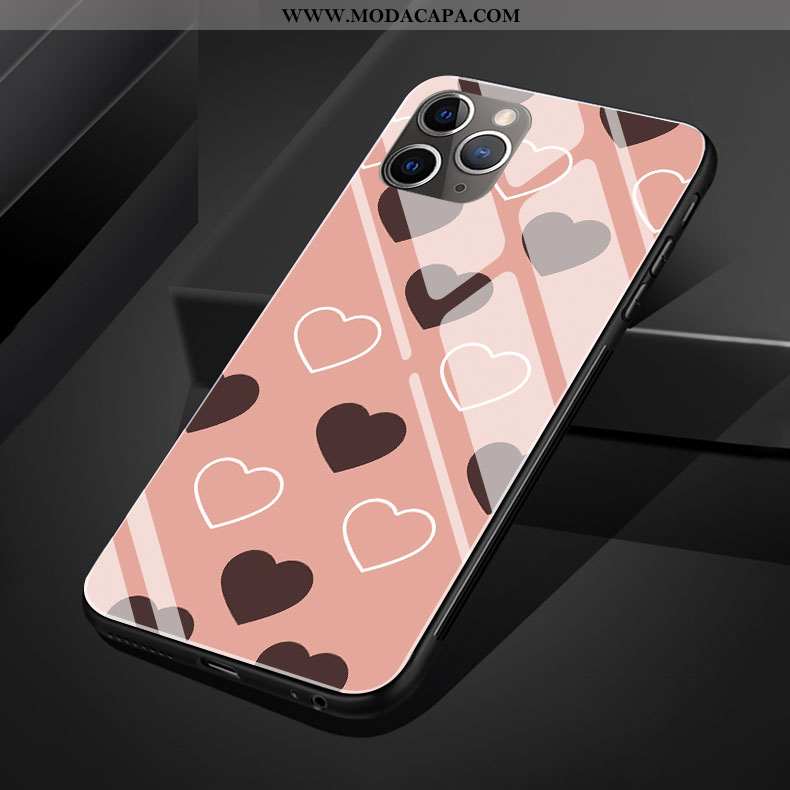 Capas iPhone 11 Pro Max Criativas Coração Rosa Telinha Vidro Novas Silicone Comprar