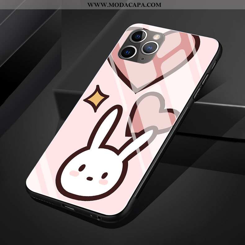 Capa iPhone 11 Pro Max Vidro Desenho Animado Capas Silicone Criativas Telinha Branca Baratos