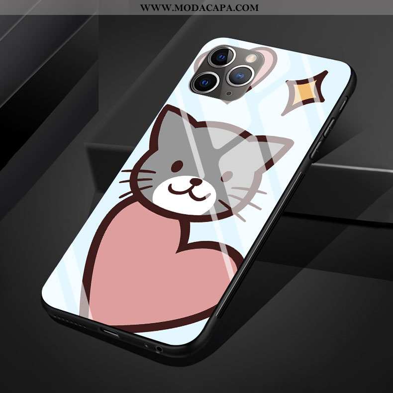 Capa iPhone 11 Pro Max Vidro Desenho Animado Capas Silicone Criativas Telinha Branca Baratos