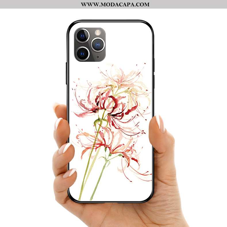 Capa iPhone 11 Pro Max Silicone Florais Branco Protetoras Capas Telemóvel Midi Baratos
