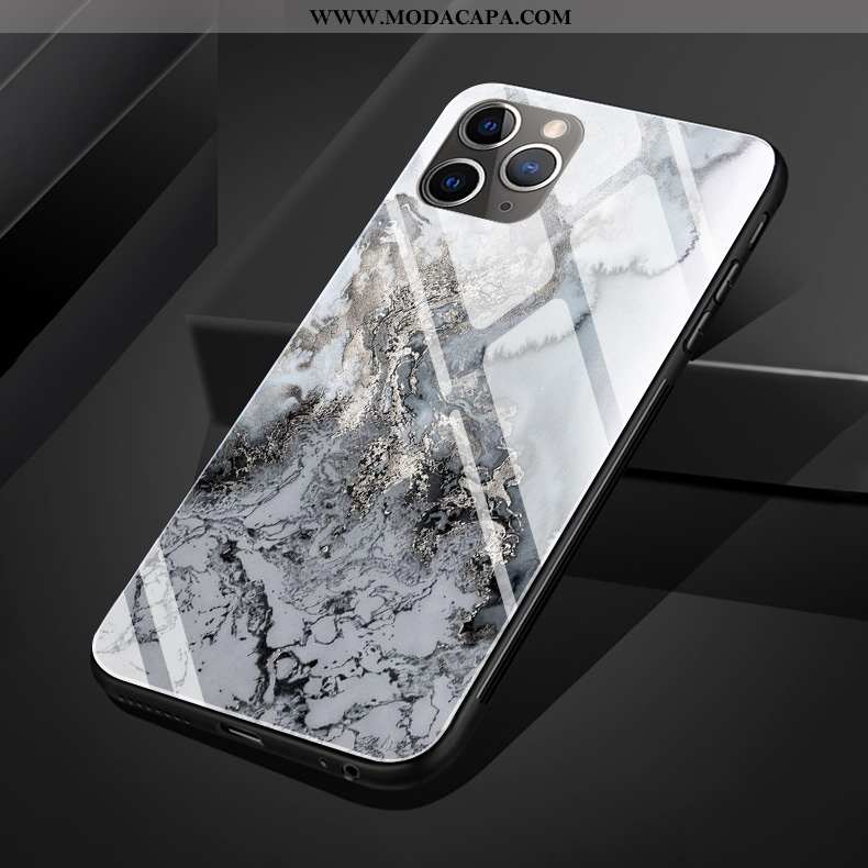 Capas iPhone 11 Pro Max Vidro Minimalista Telemóvel Silicone Preto Texturizada Baratos