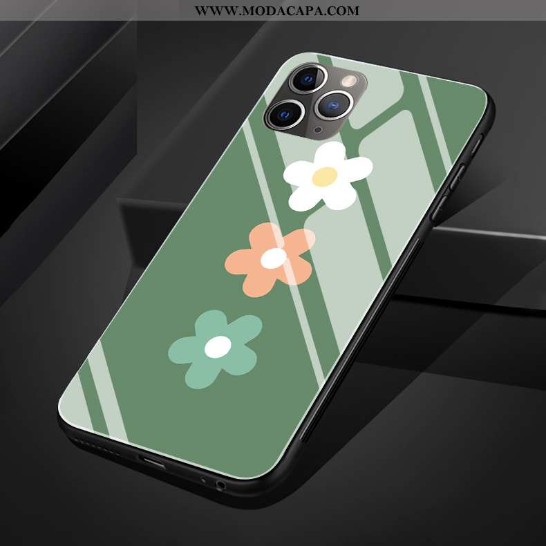 Capas iPhone 11 Pro Max Silicone Telemóvel Verde Minimalista Floridas Vidro Baratas