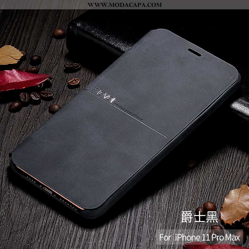 Capa iPhone 11 Pro Max Protetoras Telemóvel Business Cover Slim Preto Cases Promoção