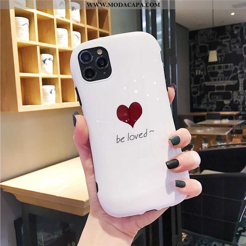 Capa iPhone 11 Pro Soft Cases Completa Silicone Telinha Branco Coração Promoção