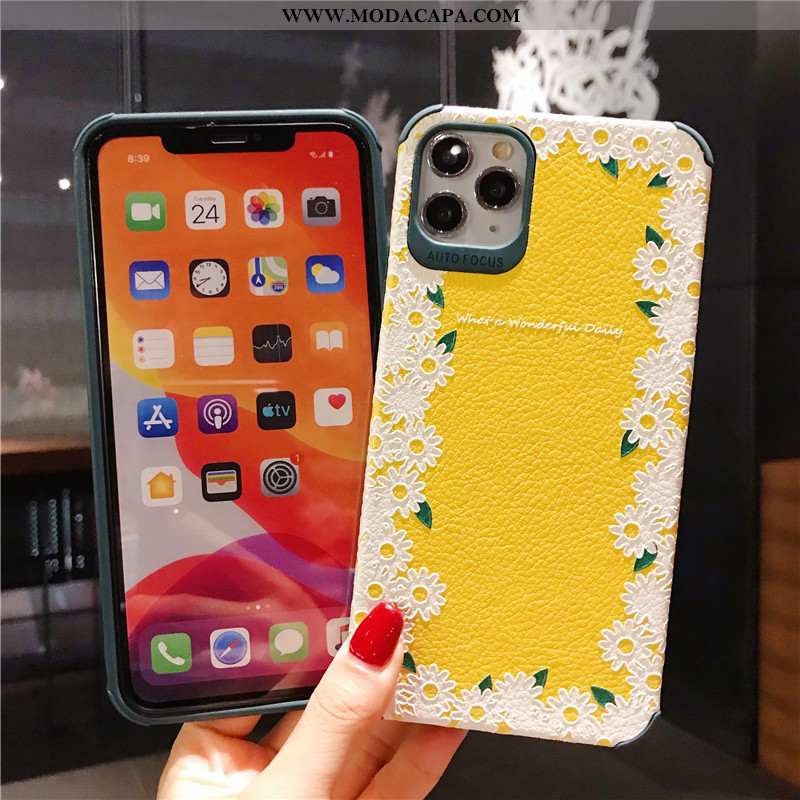 Capa iPhone 11 Pro Soft Silicone Criativas Verao Crisântemo Capas Completa Baratas