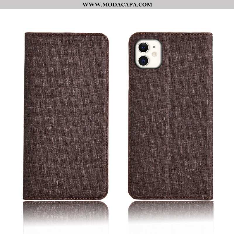 Capa iPhone 11 Linho Preto Cases Couro Antiqueda Capas Simples Baratos