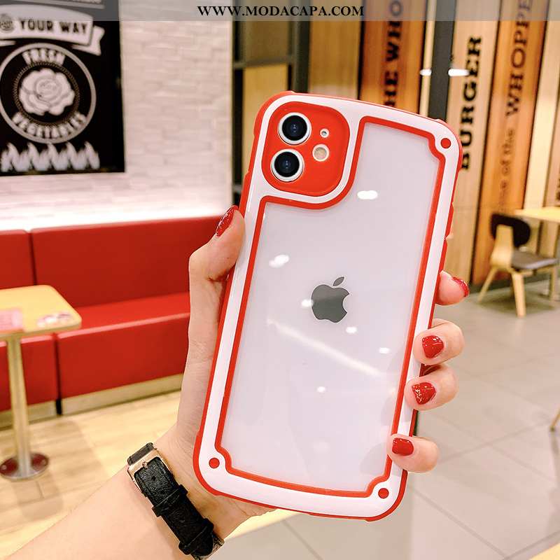 Capa iPhone 11 Clara Roxa Vermelho Telemóvel Protetoras Completa Cases Barato