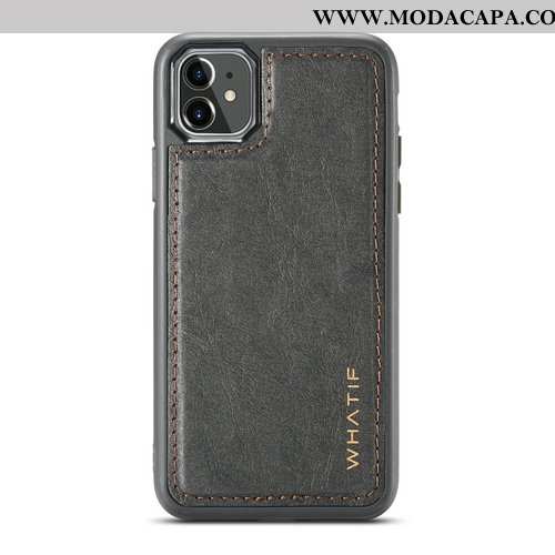 Capa iPhone 11 Couro Antiqueda Vaca Novas Capas Preto Grafite Comprar