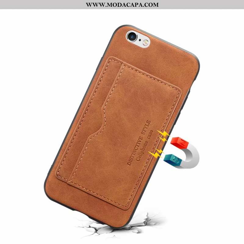 Capa iPhone 6/6s Plus Couro Suporte Couro Protetoras Telemóvel Lisas Capas Barato