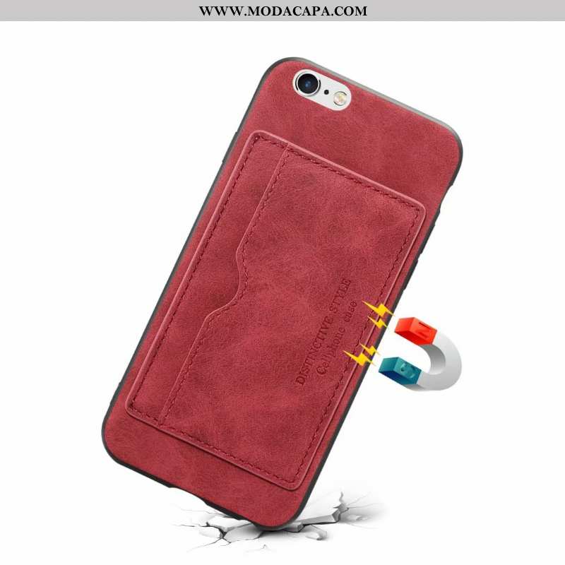 Capa iPhone 6/6s Plus Couro Suporte Couro Protetoras Telemóvel Lisas Capas Barato