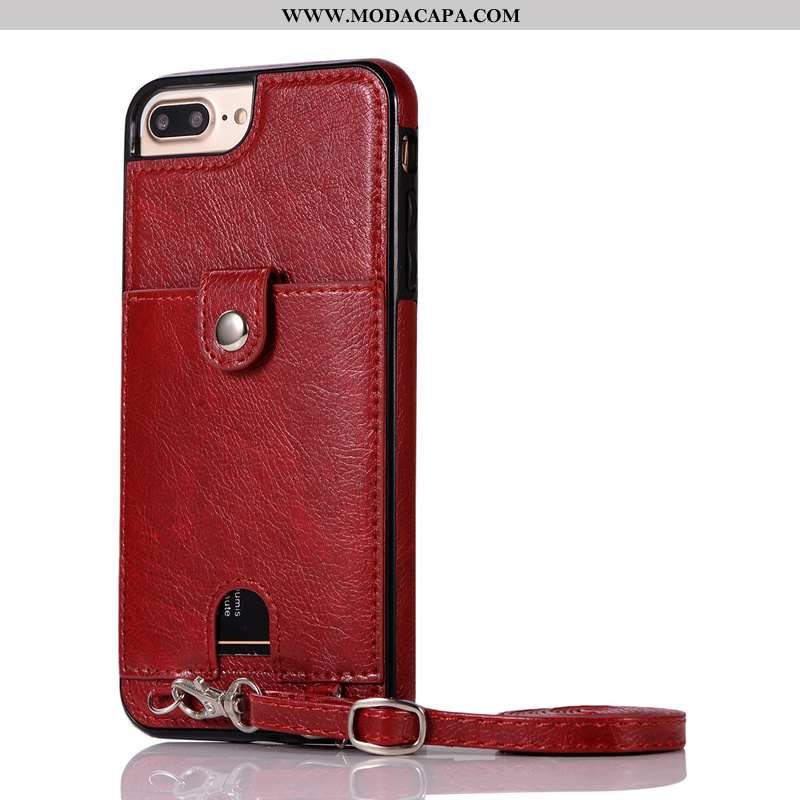 Capas iPhone 7 Plus Couro Cordao Protetoras Telemóvel Vermelho Cases Barato