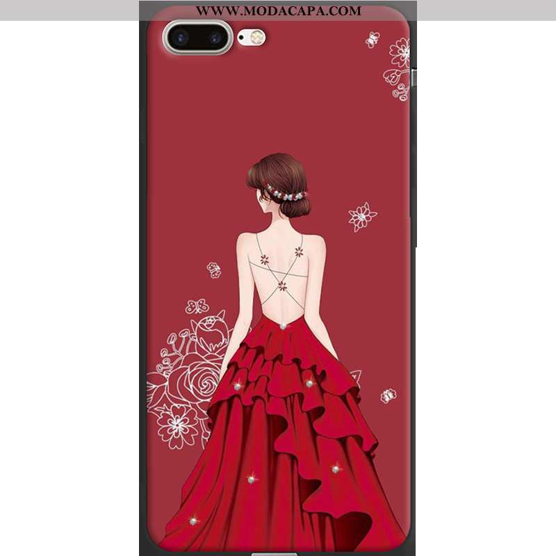 Capa iPhone 7 Plus Soft Protetoras Capas Cola Cases Telemóvel Vermelho Promoção