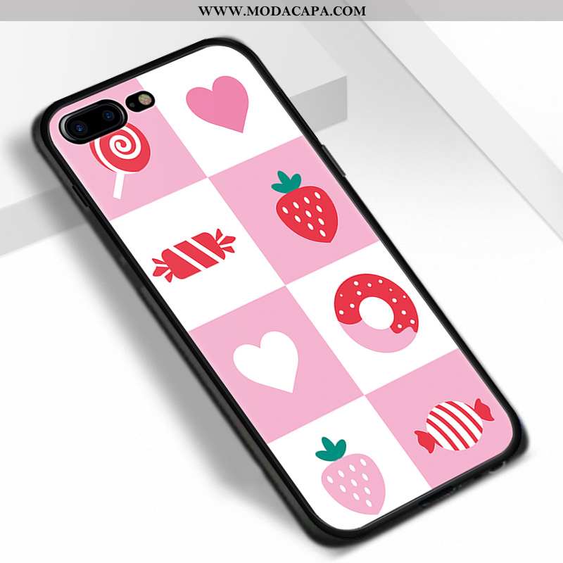 Capa iPhone 7 Plus Protetoras Telemóvel Flatform Completa Desenho Animado Casal Rosa Venda