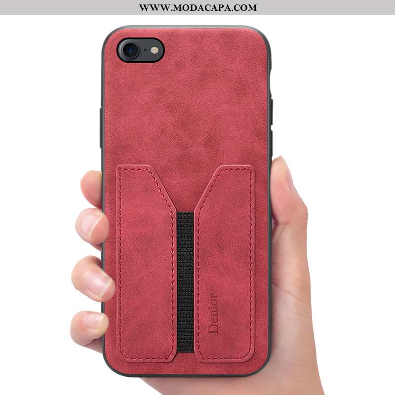 Capa iPhone 7 Couro Vermelho Telemóvel Carteira Cases Capas Promoção