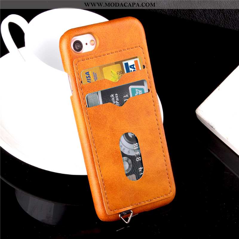 Capa iPhone 7 Protetoras Cases Couro Laranja Capas Telemóvel Antiqueda Comprar